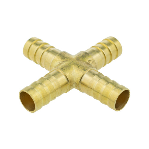 (10mm) Solid Brass Cross X Joiner Piece Fuel Hose Joiner Tee Connector Various Size
