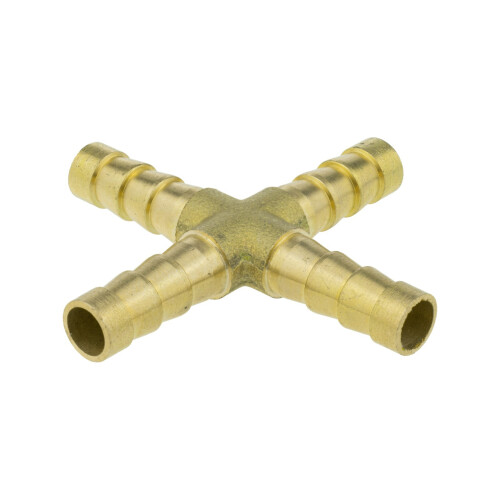 (6mm) Solid Brass Cross X Joiner Piece Fuel Hose Joiner Tee Connector Various Size