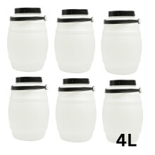 (6x 4L Handle Barrel) PLASTIC STORAGE JARS HDPE | SCREW TOP | FOOD CONTAINERS | VARIOUS SIZES BPA FREE