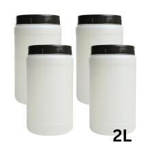 (4x 2L Round Barrel) PLASTIC STORAGE JARS HDPE | SCREW TOP | FOOD CONTAINERS | VARIOUS SIZES BPA FREE