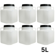 (6x 5L Square Barrel) PLASTIC STORAGE JARS HDPE | SCREW TOP | FOOD CONTAINERS | VARIOUS SIZES BPA FREE