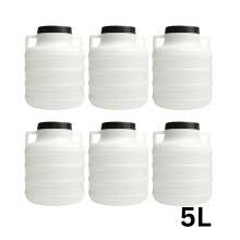 (6x 5L Round Barrel) PLASTIC STORAGE JARS HDPE | SCREW TOP | FOOD CONTAINERS | VARIOUS SIZES BPA FREE