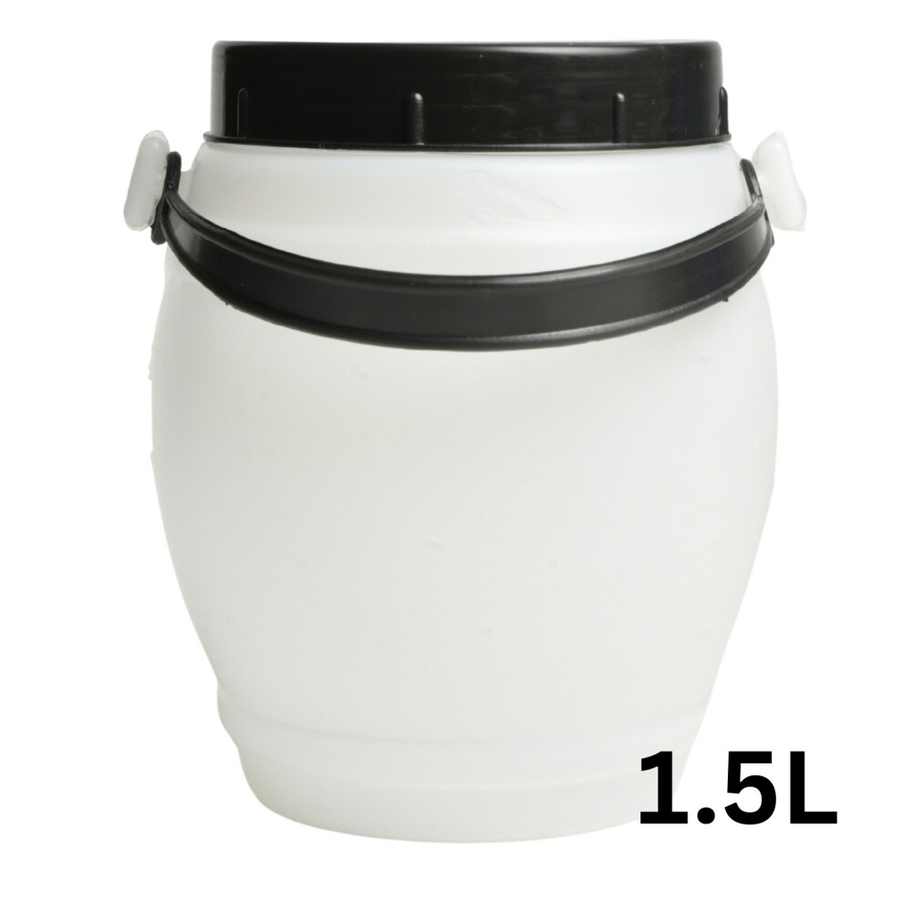 (1x 1.5L Handle Barrel) PLASTIC STORAGE JARS HDPE | SCREW TOP | FOOD CONTAINERS | VARIOUS SIZES BPA FREE-image-OPC-PTWN9GM-NEW