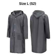 (L (52)) Waterproof PVC Raincoat Unisex Men's Women's Adult Long Rain Jacket Hooded Coat