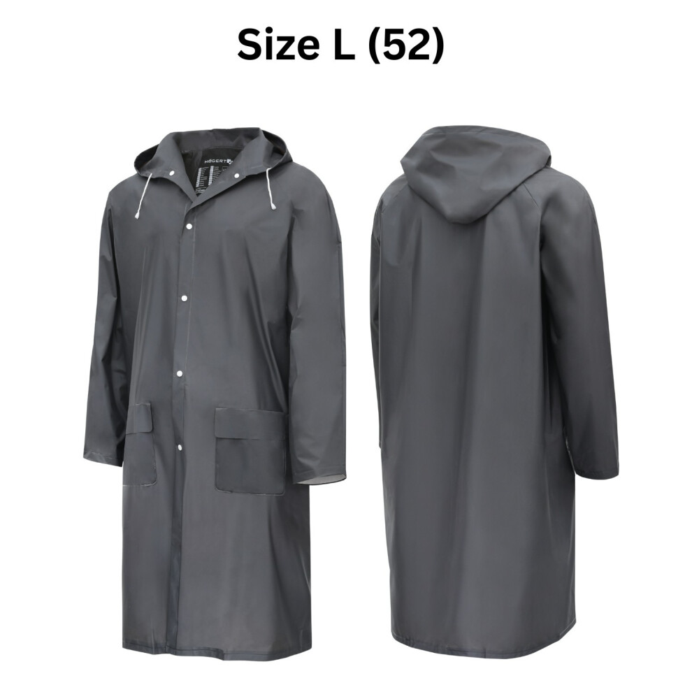 Gtv (L (52)) Waterproof Pvc Raincoat Unisex Men's Women's Adult Long Rain Jacket Hooded Coat