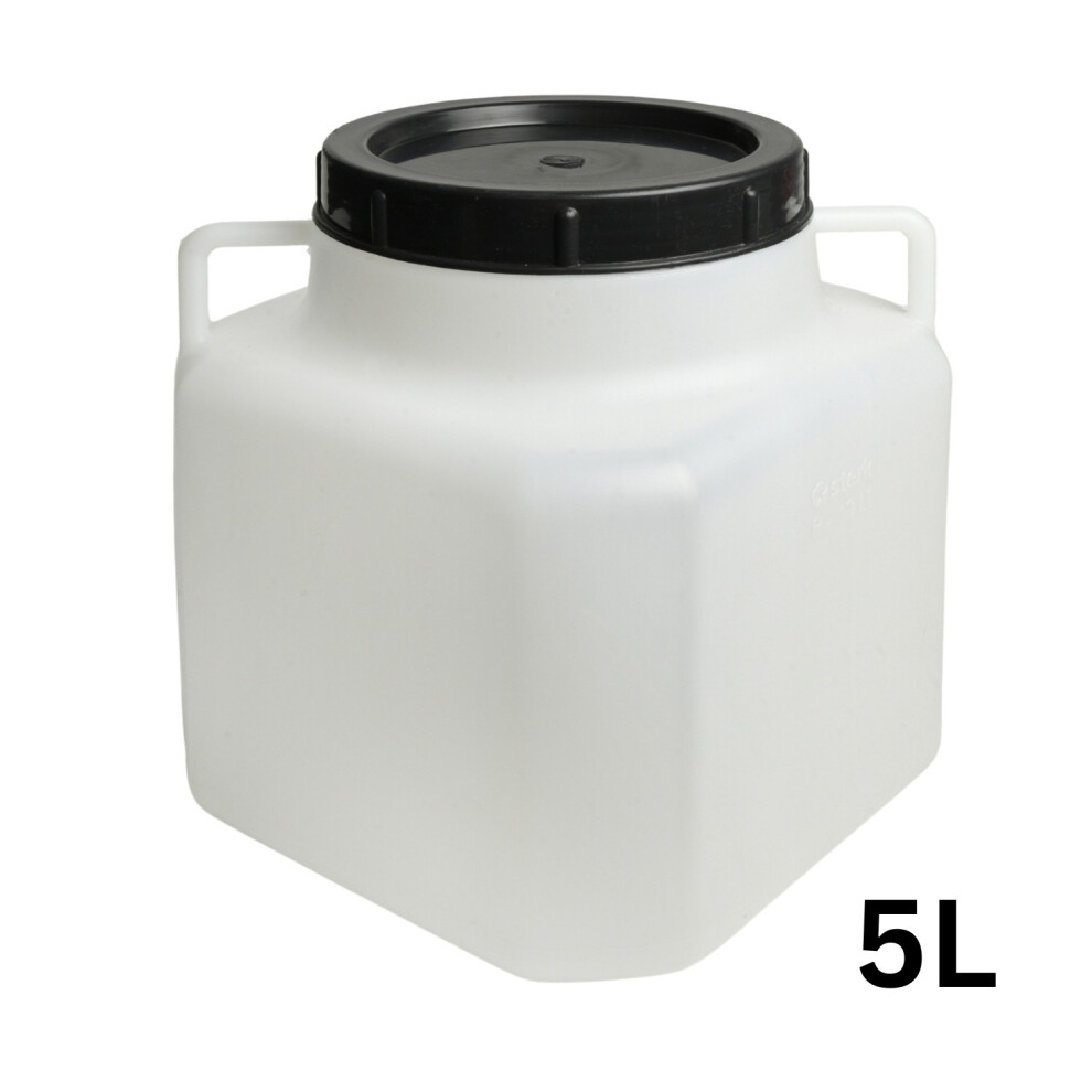 (1x 5L Square Barrel) PLASTIC STORAGE JARS HDPE | SCREW TOP | FOOD CONTAINERS | VARIOUS SIZES BPA FREE-image-OPC-PTWN9GQ-NEW