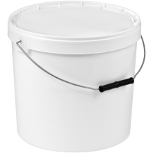 (BucketW_20L_x50) Plastic Buckets Tubs White Transparent Tamper Evident Lids 0.5L 1L 3L 5L 10L 25L