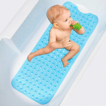 Extra Long Anti-Slip Bathtub Mat - Safety Bath Mat with 200 Suction Cups Machine Washable Blue