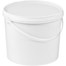 (BucketW_5L_x5) Plastic Buckets Tubs White Transparent Tamper Evident Lids 0.5L 1L 3L 5L 10L 25L