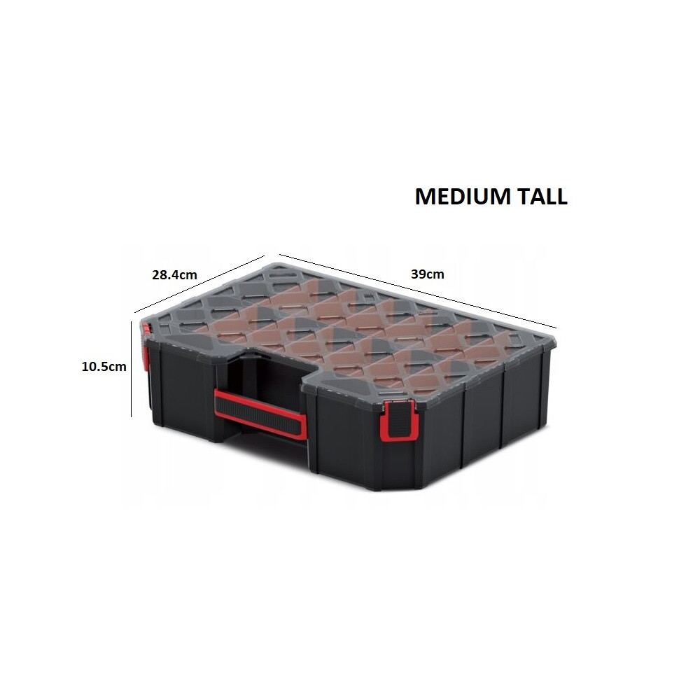 Prosperplast (Medium Tall) Tager Diy Storage Organiser Compartment Parts Cabinet Screws Carry Case Tool Box