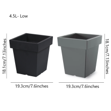 (Anthracite, 4.5L - Low) Plant Flower Pot Square Low Planter Pot 3 Sizes Garden Patio Home Large Modern