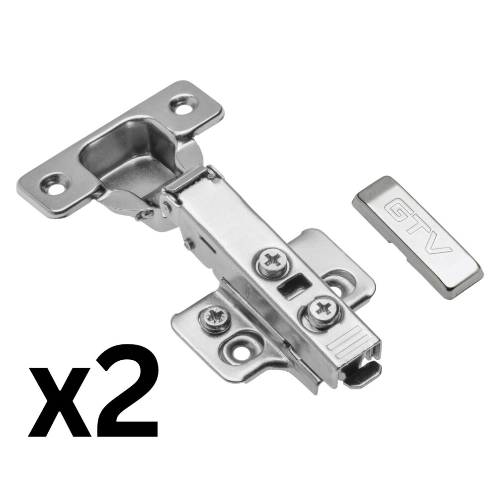 Gtv (2) Full Overlay Hydraulic Hinge Adjustable Silent Close Euro Screws Furniture 35Mm