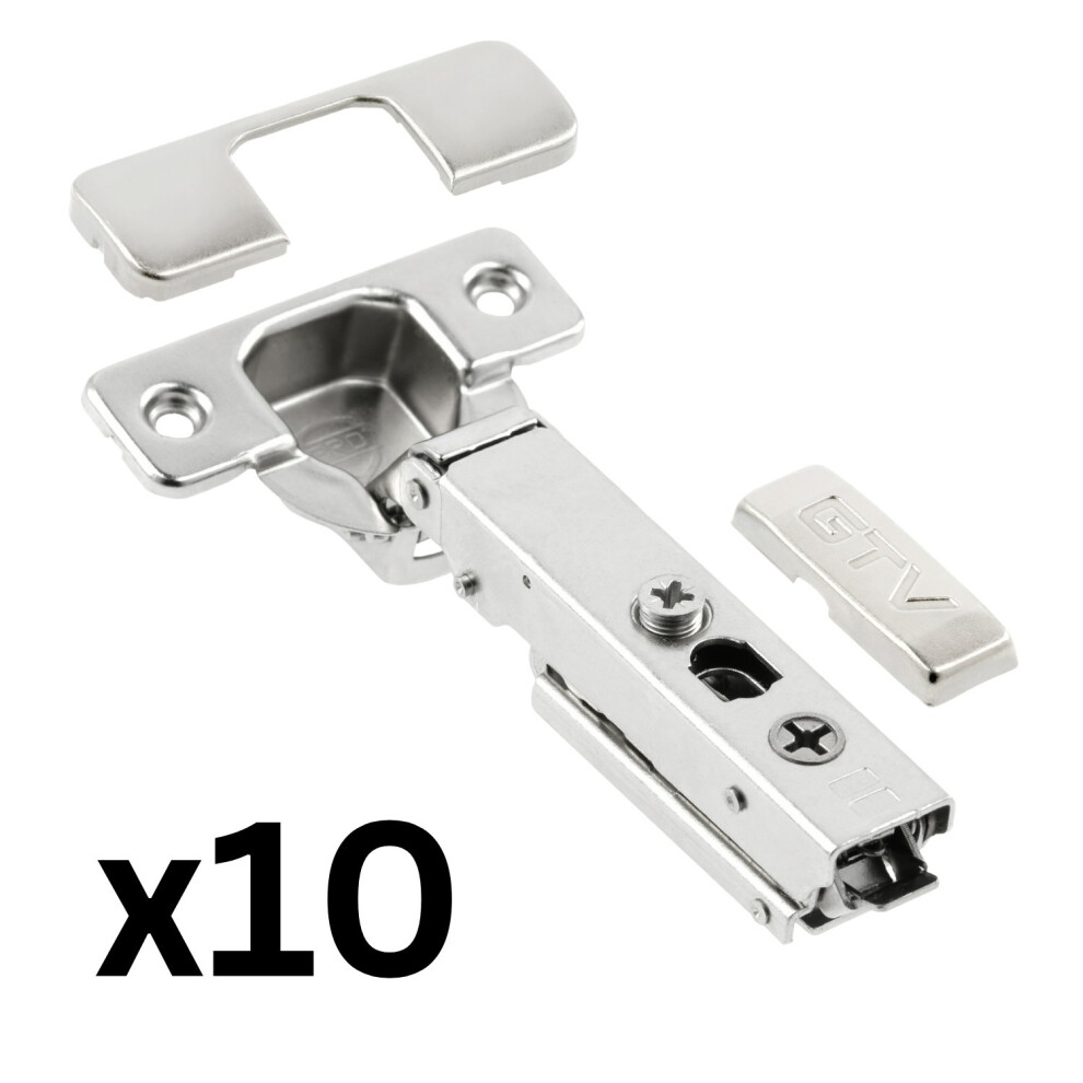 Gtv (10 Hinges) Full Overlay Door Hinge Cupboard Kitchen Door Furniture Silent Close Hinges