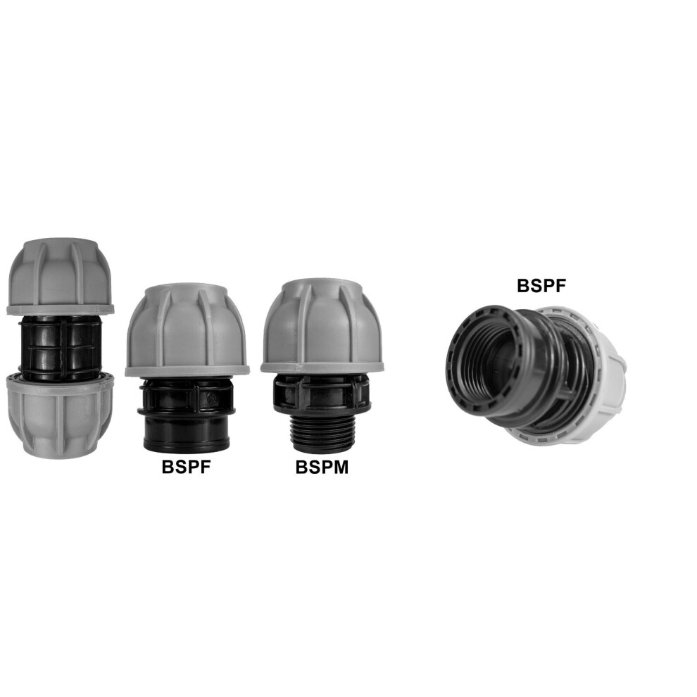 (25Mm - 3/4" Bspf, Straight Joiner) Mdpe Compression Connector Fittings 25Mm Ldpe Water Pipe Elbow Valve Straight 5056697210524