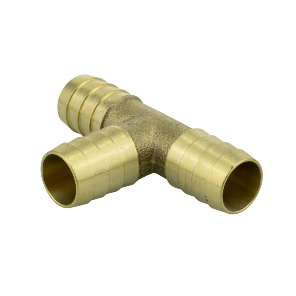 (15Mm - 15Mm) T Brass 3-Way Hose Joiner Barbed Connector For Air Fuel Water And Pipe Tubing 5056697212634