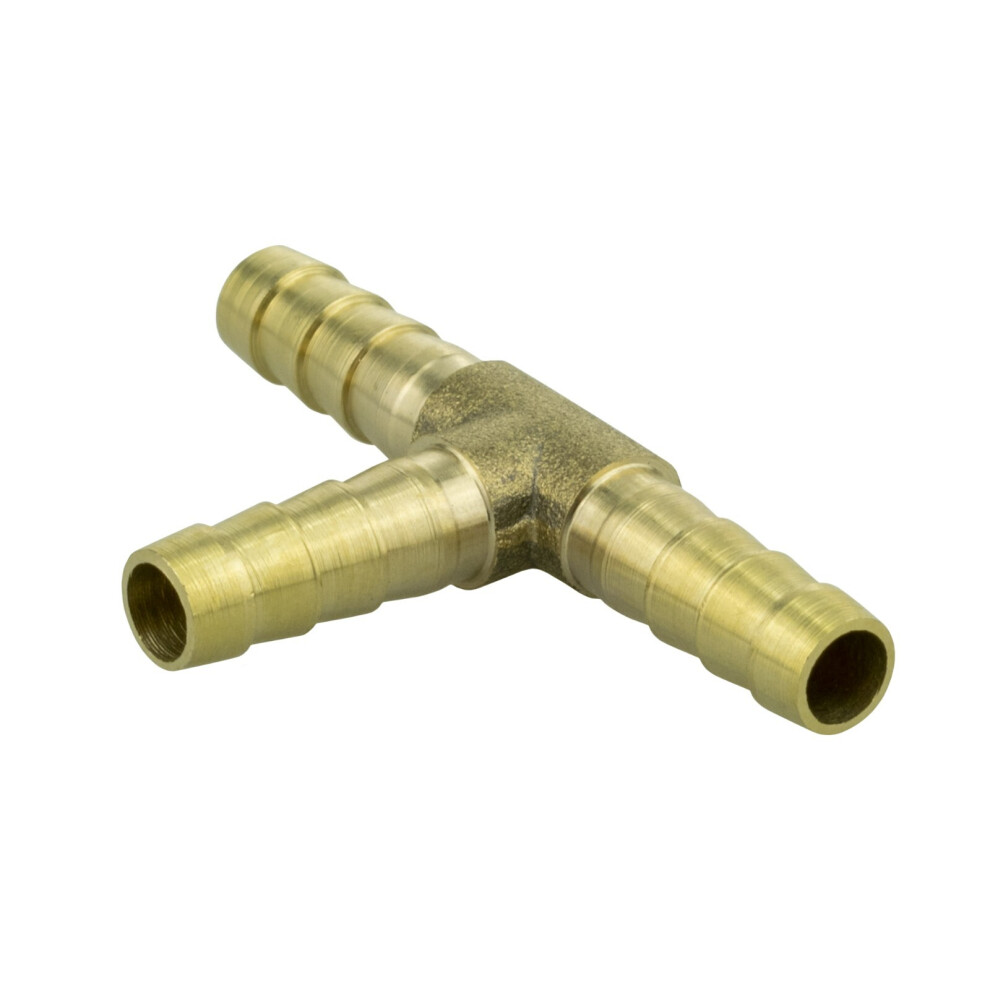 (8Mm - 8Mm) T Brass 3-Way Hose Joiner Barbed Connector For Air Fuel Water And Pipe Tubing 5056697212603