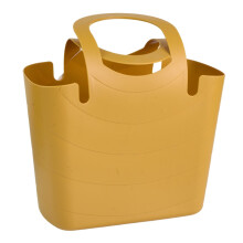 (Mustard, Small) Large Reusable Tote Shopping Bag Travel Foldable Shopping Carry Basket Plastic