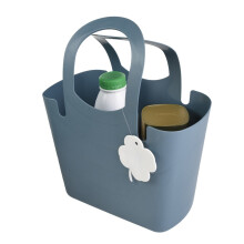 (Blue, Small) Large Reusable Tote Shopping Bag Travel Foldable Shopping Carry Basket Plastic