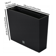 (Anthracite) Tall Rectangle Ratan Planter Floor Standing Indoor Outdoor Patio Plant Pot Troug