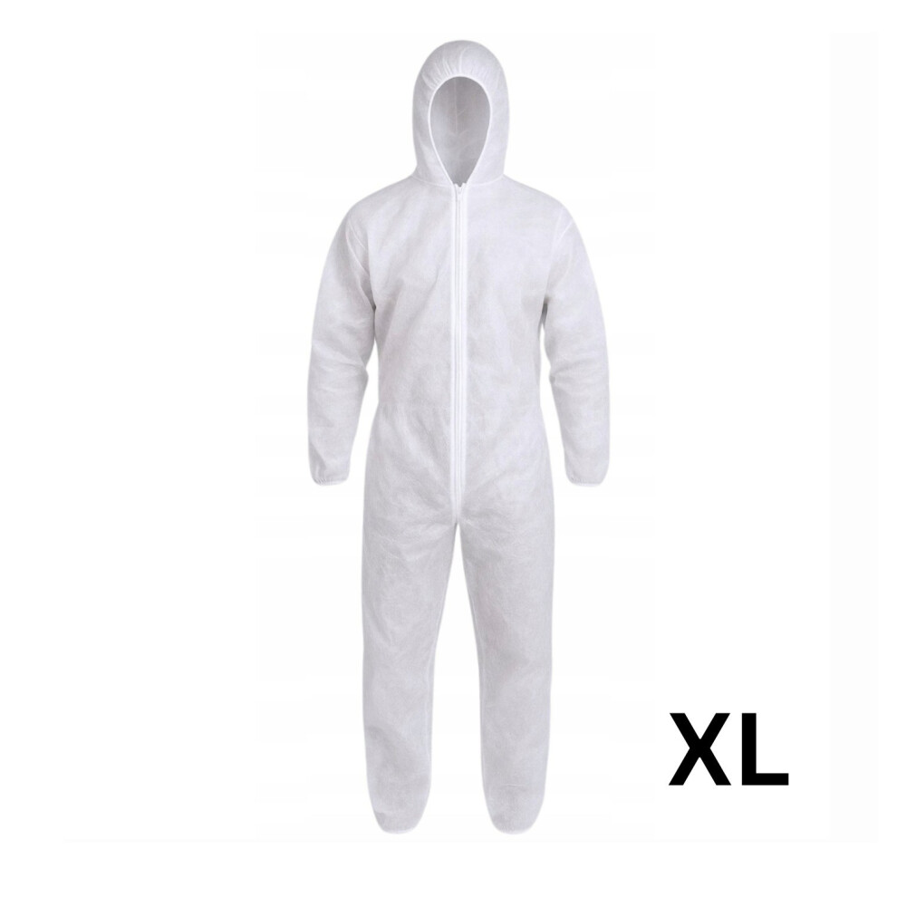 B2c (Pack Of 2, Xl) Disposable Coverall White Zip Fastening Hooded Protective Suit Painting Diy