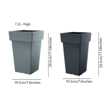 (Grey, 7.2L High) Plant Flower Pot Square Low Planter Pot 3 Sizes Garden Patio Home Large Modern