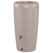 (Grey-Beige, MIKA_TANK240L_Grey-Beige+Kit+Tap) Rainwater Tank Water Butt Plastic Rain Collector Container 240L + connection Kit
