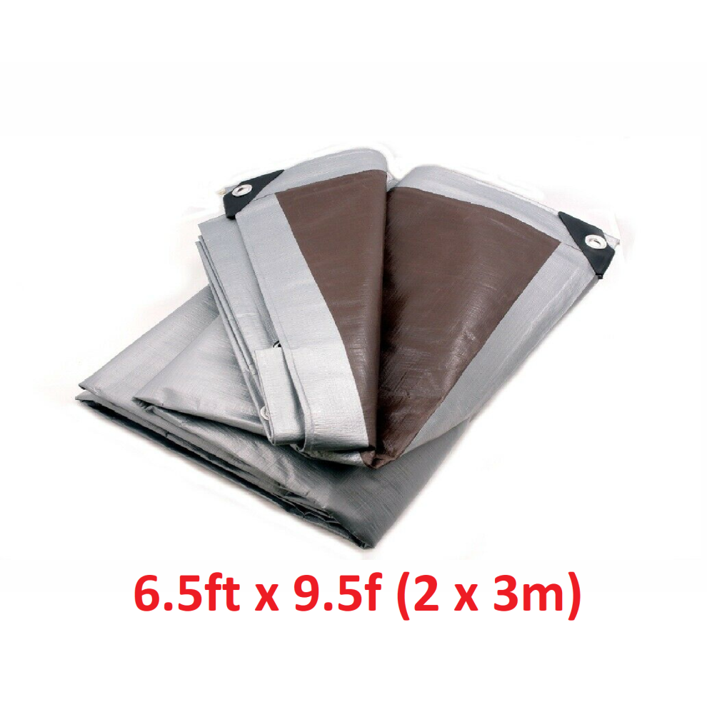 (2 X 3 M) Tarpaulin Tarp Sheet Cover Heavy Duty Grey 210Gsm Waterproof Camping 5056697202680