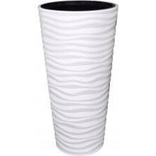 (White, H 79cm x D 40cm) Round Tall Plant Pot Elegant Large Flower Indoor Outdoor Garden Planters Sahara