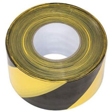 (Black/Yellow) Barrier Tape Hazard Warning Non Adhesive Red&White Black&Yellow 80mm x 100m