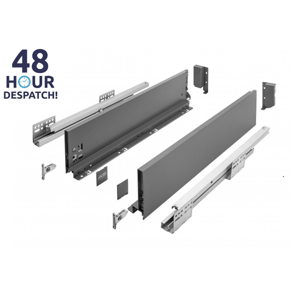 Gtv (116Mm - Medium, 45Cm) Ultraslim Axis Pro Soft Close Kitchen Drawer Box Sides Drawer Runners Anthracite