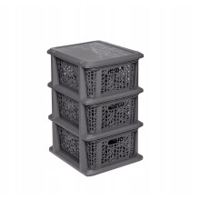 (Anthracite, 3 Basket Unit) Storage Basket Unit Drawer Box Rack Organizer Tower 3/4 Baskets Bathroom Shelf