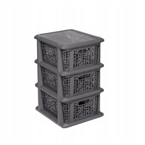 (Anthracite, 3 Basket Unit) Storage Basket Unit Drawer Box Rack Organizer Tower 3/4 Baskets Bathroom Shelf