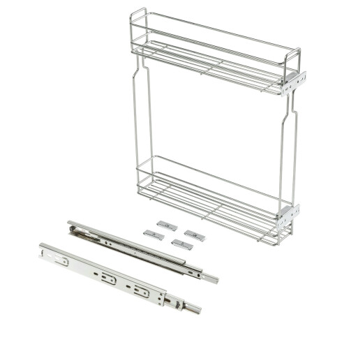 GTV (150mm, Silver) Ball Bearing Pull Out Wire Baskets Kitchen Storage for unit 150,200mm 300mm