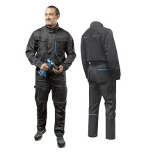 (M) PPE Protective Work Suit Full Body Coverall Dark gray Elastic Safety Wear Pocket