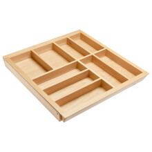 (Tray 512-950/474mm) Expandable Wooden Cutlery Tray Insert Adjustable Beech Kitchen Drawers Organiser