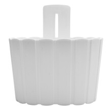 (White, 2.2L (L15cmxW19.4cmxH20.2cm)) Wall Mounted Flowerpot Planter Plastic Slat Home Decor Pot Hanging Box