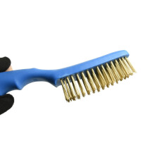 (Brass Wire Brush) Wire Brush with Fiberglass Handle Brass/ Steel Four-Row Wire Rust Cleaning