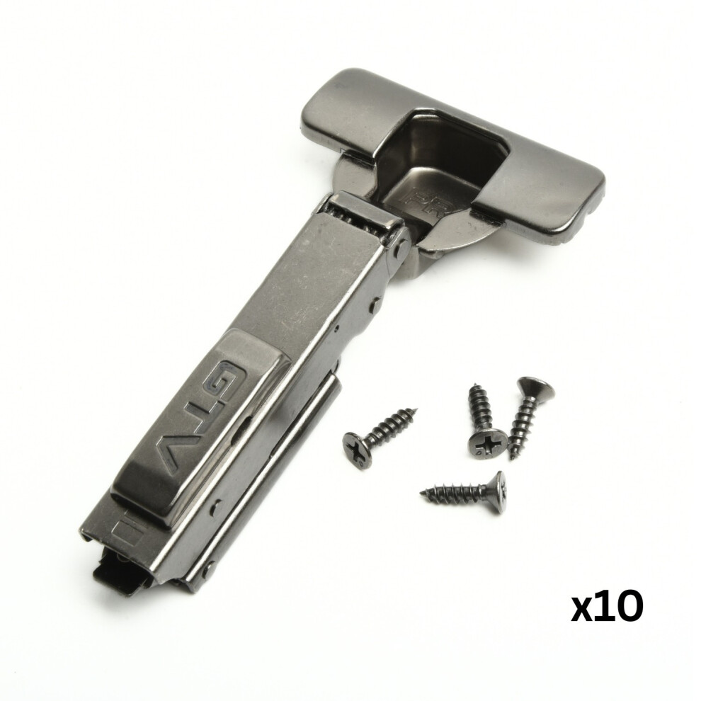 Gtv (10 Hinges) Full Overlay Door Hinge Cupboard Kitchen Door Silent Close Furniture Black