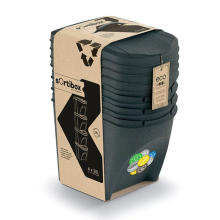 (4 x 25L set) Sorting Bins Recycling Segregation Waste Stackable Lidded Sticker Dustbin 25L