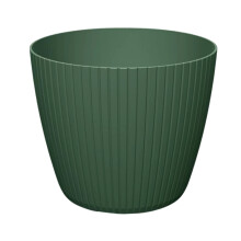 (Pine Green, 3.9L (W198mm x H 172mm)) Flowerpot Planter Pot Cover Vertical Groove Textured Plastic Indoor Outdoor Deco