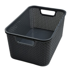 (Anthracite, 10L (288 x 197x 162mm)) Rattan Storage Basket Box Plastic 3 Size 3 Colours Kitchen Bathroom