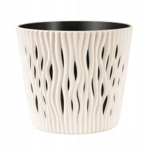 (Cream, 13cm) Indoor Plant Pots with Insert Plastic Flowerpot Small Large