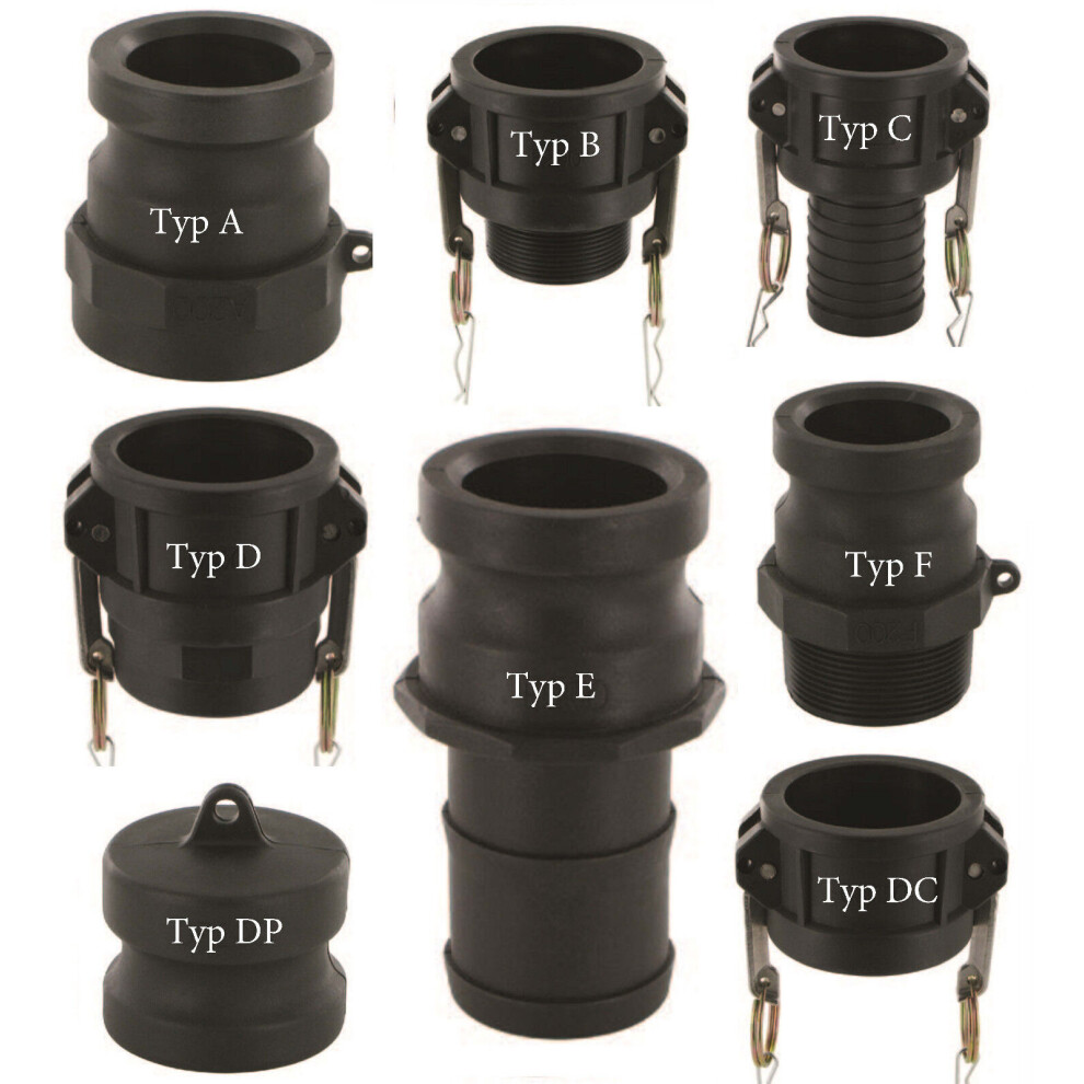 (0.5", Type C - (Cam F To Serrated Hose Tail)) Camlock Layflat Hose Fitting, Male Female - Type A|B|C|D|E|F|Dc|Dp Cam & Groove 5056697230782