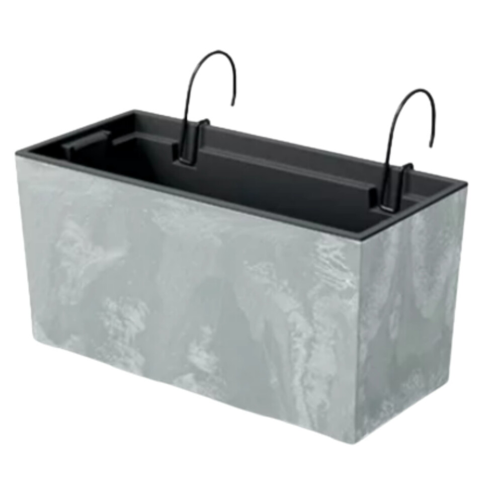 Prosperplast (Concrete, L39.5cm X W18.5cm X H19.5cm) Hanging Pot Box Planter Basket Balcony Fencing Rail Flowerpot Rectangle Long