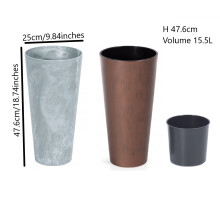 (Corten Steel, 47.6cm) Planter Plant Pot Flowerpot Cylinder Outdoor Garden Balcony Indoor Beton Tall