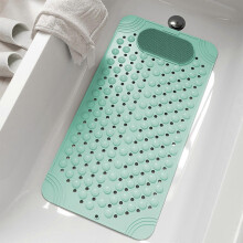 Strong Suction Cup Bathtub Non-Slip Mat for Elderly - 27.56x14.17 Inch PVC Anti-Slip Shower Safety Pad, Easy Clean Green Bathroom Floor Mat