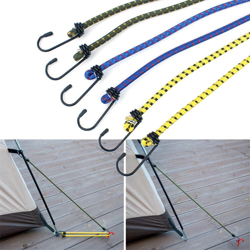 (60Cm - 24", 10 Pcs) Elasticated Bungee Cords Military Army Basha Straps Hook Luggage 5 Lengths 5056697222701
