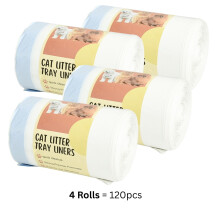 (120 Pieces (4 Rolls)) Cat Litter Tray Liners Bags Drawstring Strong 50 Micron Leak Proof Heavy Duty