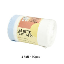 (30 Pieces (1 Roll)) Cat Litter Tray Liners Bags Drawstring Strong 50 Micron Leak Proof Heavy Duty