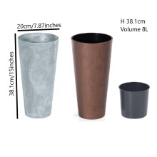 (Corten Steel, 38.1cm) Planter Plant Pot Flowerpot Cylinder Outdoor Garden Balcony Indoor Beton Tall